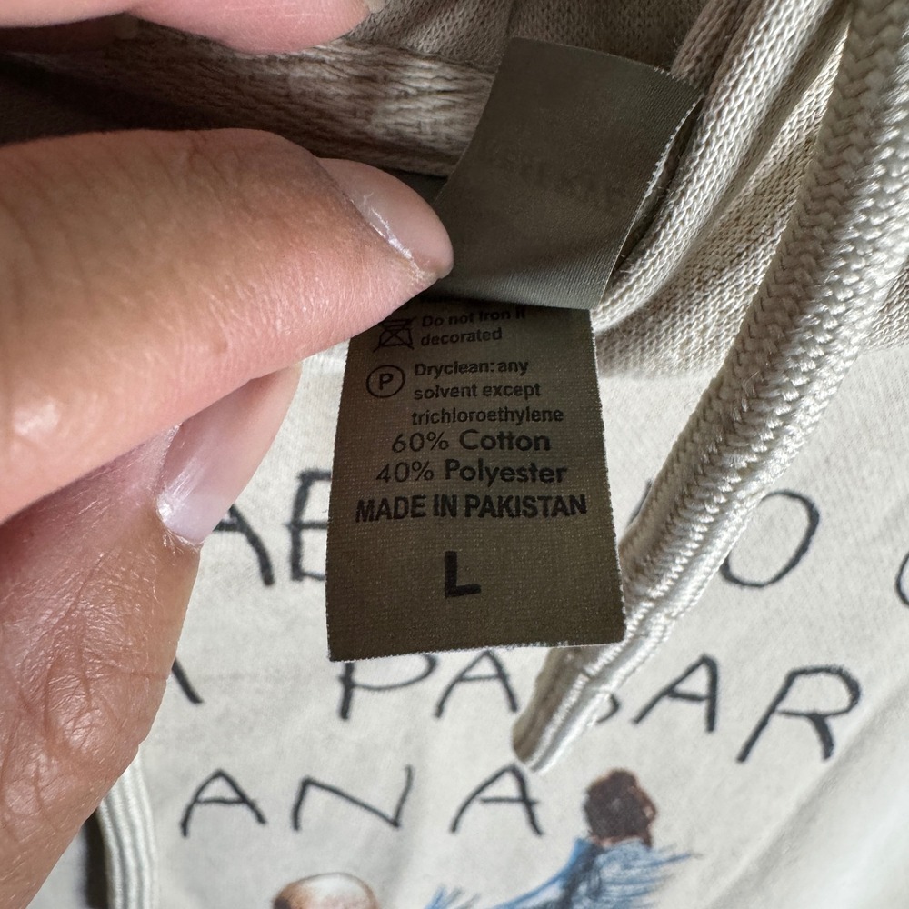 Bad Bunny Nadie Sabe Lo Que Va A Pasar Mañana Hoodie Beige Large Smart Blanks - Picture 6 of 9